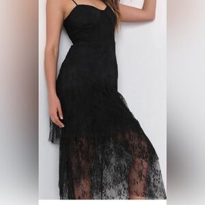 Lulu's Black Lace Midi Dress